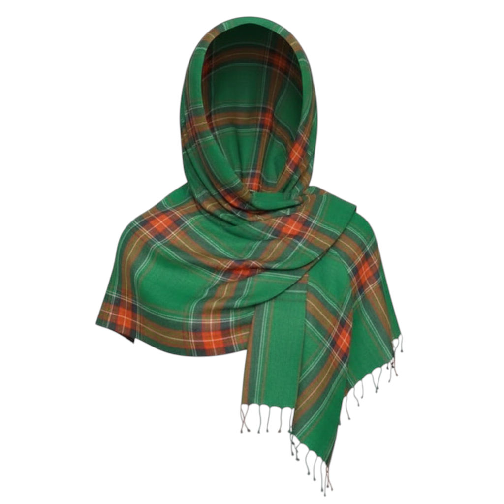 Jade Green/Orange Tartan Scarf
